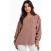 imageANRABESS Oversized Long Sleeve Shirts for Women Off the Shoulder Sweatshirt Loose V Neck Tunic Tops High Low Sweater 2025Deep Apricot