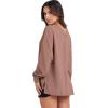 imageANRABESS Oversized Long Sleeve Shirts for Women Off the Shoulder Sweatshirt Loose V Neck Tunic Tops High Low Sweater 2025Deep Apricot