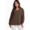 imageANRABESS Oversized Long Sleeve Shirts for Women Off the Shoulder Sweatshirt Loose V Neck Tunic Tops High Low Sweater 2025Deep Brown