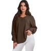 imageANRABESS Oversized Long Sleeve Shirts for Women Off the Shoulder Sweatshirt Loose V Neck Tunic Tops High Low Sweater 2025Deep Brown