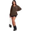 imageANRABESS Oversized Long Sleeve Shirts for Women Off the Shoulder Sweatshirt Loose V Neck Tunic Tops High Low Sweater 2025Deep Brown
