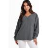 imageANRABESS Oversized Long Sleeve Shirts for Women Off the Shoulder Sweatshirt Loose V Neck Tunic Tops High Low Sweater 2025Deep Grey