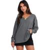 imageANRABESS Oversized Long Sleeve Shirts for Women Off the Shoulder Sweatshirt Loose V Neck Tunic Tops High Low Sweater 2025Deep Grey