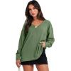 imageANRABESS Oversized Long Sleeve Shirts for Women Off the Shoulder Sweatshirt Loose V Neck Tunic Tops High Low Sweater 2025Green