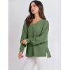 imageANRABESS Oversized Long Sleeve Shirts for Women Off the Shoulder Sweatshirt Loose V Neck Tunic Tops High Low Sweater 2025Green