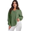 imageANRABESS Oversized Long Sleeve Shirts for Women Off the Shoulder Sweatshirt Loose V Neck Tunic Tops High Low Sweater 2025Green