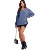 imageANRABESS Oversized Long Sleeve Shirts for Women Off the Shoulder Sweatshirt Loose V Neck Tunic Tops High Low Sweater 2025Grey Blue