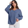 imageANRABESS Oversized Long Sleeve Shirts for Women Off the Shoulder Sweatshirt Loose V Neck Tunic Tops High Low Sweater 2025Grey Blue