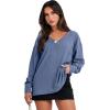 imageANRABESS Oversized Long Sleeve Shirts for Women Off the Shoulder Sweatshirt Loose V Neck Tunic Tops High Low Sweater 2025Grey Blue
