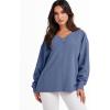 imageANRABESS Oversized Long Sleeve Shirts for Women Off the Shoulder Sweatshirt Loose V Neck Tunic Tops High Low Sweater 2025Grey Blue