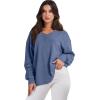 imageANRABESS Oversized Long Sleeve Shirts for Women Off the Shoulder Sweatshirt Loose V Neck Tunic Tops High Low Sweater 2025Grey Blue