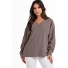 imageANRABESS Oversized Long Sleeve Shirts for Women Off the Shoulder Sweatshirt Loose V Neck Tunic Tops High Low Sweater 2025Light Brown
