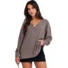 imageANRABESS Oversized Long Sleeve Shirts for Women Off the Shoulder Sweatshirt Loose V Neck Tunic Tops High Low Sweater 2025Light Brown