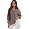 imageANRABESS Oversized Long Sleeve Shirts for Women Off the Shoulder Sweatshirt Loose V Neck Tunic Tops High Low Sweater 2025Light Brown