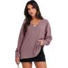 imageANRABESS Oversized Long Sleeve Shirts for Women Off the Shoulder Sweatshirt Loose V Neck Tunic Tops High Low Sweater 2025Light Purple