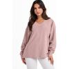 imageANRABESS Oversized Long Sleeve Shirts for Women Off the Shoulder Sweatshirt Loose V Neck Tunic Tops High Low Sweater 2025Pink