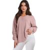 imageANRABESS Oversized Long Sleeve Shirts for Women Off the Shoulder Sweatshirt Loose V Neck Tunic Tops High Low Sweater 2025Pink