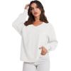 imageANRABESS Oversized Long Sleeve Shirts for Women Off the Shoulder Sweatshirt Loose V Neck Tunic Tops High Low Sweater 2025White