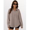 imageANRABESS Sweatshirt for Women Oversized Casual Long Sleeve Side Slit Button Lapel Polo Pullover Tunic Tops 2025 Fall OutfitsDark Khaki