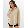 imageANRABESS Sweatshirt for Women Oversized Casual Long Sleeve Side Slit Button Lapel Polo Pullover Tunic Tops 2025 Fall OutfitsKhaki