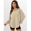 imageANRABESS Sweatshirt for Women Oversized Casual Long Sleeve Side Slit Button Lapel Polo Pullover Tunic Tops 2025 Fall OutfitsKhaki