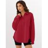 imageANRABESS Sweatshirt for Women Oversized Casual Long Sleeve Side Slit Button Lapel Polo Pullover Tunic Tops 2025 Fall OutfitsRed