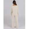 imageANRABESS Women 2 Piece Lounge Pajamas Sets Casual Ribbed Knit Long Sleeve Top Pants Matching Set 2025 Fall Outfits ClothesBeige