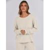 imageANRABESS Women 2 Piece Lounge Pajamas Sets Casual Ribbed Knit Long Sleeve Top Pants Matching Set 2025 Fall Outfits ClothesBeige