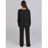 imageANRABESS Women 2 Piece Lounge Pajamas Sets Casual Ribbed Knit Long Sleeve Top Pants Matching Set 2025 Fall Outfits ClothesBlack
