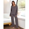 imageANRABESS Women 2 Piece Lounge Pajamas Sets Casual Ribbed Knit Long Sleeve Top Pants Matching Set 2025 Fall Outfits ClothesDark Brown
