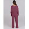 imageANRABESS Women 2 Piece Lounge Pajamas Sets Casual Ribbed Knit Long Sleeve Top Pants Matching Set 2025 Fall Outfits ClothesDark Red