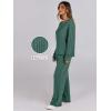 imageANRABESS Women 2 Piece Lounge Pajamas Sets Casual Ribbed Knit Long Sleeve Top Pants Matching Set 2025 Fall Outfits ClothesGreen