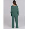 imageANRABESS Women 2 Piece Lounge Pajamas Sets Casual Ribbed Knit Long Sleeve Top Pants Matching Set 2025 Fall Outfits ClothesGreen