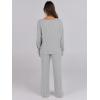 imageANRABESS Women 2 Piece Lounge Pajamas Sets Casual Ribbed Knit Long Sleeve Top Pants Matching Set 2025 Fall Outfits ClothesGrey