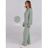 imageANRABESS Women 2 Piece Lounge Pajamas Sets Casual Ribbed Knit Long Sleeve Top Pants Matching Set 2025 Fall Outfits ClothesLight Green