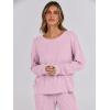 imageANRABESS Women 2 Piece Lounge Pajamas Sets Casual Ribbed Knit Long Sleeve Top Pants Matching Set 2025 Fall Outfits ClothesPink