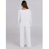 imageANRABESS Women 2 Piece Lounge Pajamas Sets Casual Ribbed Knit Long Sleeve Top Pants Matching Set 2025 Fall Outfits ClothesWhite