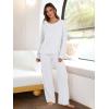 imageANRABESS Women 2 Piece Lounge Pajamas Sets Casual Ribbed Knit Long Sleeve Top Pants Matching Set 2025 Fall Outfits ClothesWhite