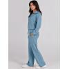 imageANRABESS Women 2 Piece Outfits 2025 Fall Fashion Airport Wide Leg Pants Lounge Set Leisure Travel Vacation Clothes SweatsuitsBlue