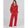 imageANRABESS Women 2 Piece Outfits 2025 Fall Fashion Airport Wide Leg Pants Lounge Set Leisure Travel Vacation Clothes SweatsuitsBright Red