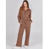 imageANRABESS Women 2 Piece Outfits 2025 Fall Fashion Airport Wide Leg Pants Lounge Set Leisure Travel Vacation Clothes SweatsuitsBurnt Brown