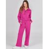 imageANRABESS Women 2 Piece Outfits 2025 Fall Fashion Airport Wide Leg Pants Lounge Set Leisure Travel Vacation Clothes SweatsuitsHot Pink