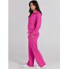imageANRABESS Women 2 Piece Outfits 2025 Fall Fashion Airport Wide Leg Pants Lounge Set Leisure Travel Vacation Clothes SweatsuitsHot Pink