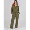 imageANRABESS Women 2 Piece Outfits 2025 Fall Fashion Airport Wide Leg Pants Lounge Set Leisure Travel Vacation Clothes SweatsuitsOlive