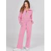 imageANRABESS Women 2 Piece Outfits 2025 Fall Fashion Airport Wide Leg Pants Lounge Set Leisure Travel Vacation Clothes SweatsuitsPink