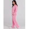imageANRABESS Women 2 Piece Outfits 2025 Fall Fashion Airport Wide Leg Pants Lounge Set Leisure Travel Vacation Clothes SweatsuitsPink