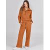 imageANRABESS Women 2 Piece Outfits 2025 Fall Fashion Airport Wide Leg Pants Lounge Set Leisure Travel Vacation Clothes SweatsuitsPumpkin