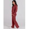imageANRABESS Women 2 Piece Outfits 2025 Fall Fashion Airport Wide Leg Pants Lounge Set Leisure Travel Vacation Clothes SweatsuitsRed