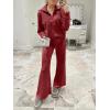 imageANRABESS Women 2 Piece Outfits 2025 Fall Fashion Airport Wide Leg Pants Lounge Set Leisure Travel Vacation Clothes SweatsuitsRed