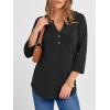 imageANRABESS Women 34 Length Sleeve Henley Tops V Neck Business Casual Work T Shirts Cute Travel Shirts 2025 Fall Trendy OutfitsBlack